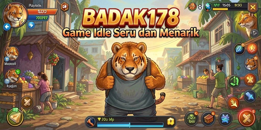 Screenshot menunjukkan gameplay menarik dan fitur Idle dari BADAK178.