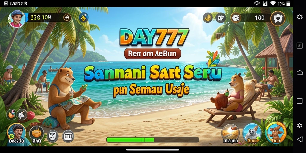Tampilan gameplay menarik dari DAY777 dengan grafis cerah dan gameplay casual.