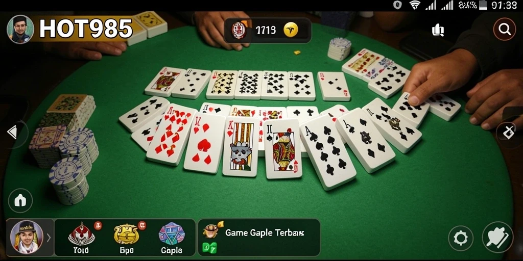 Tampilan gameplay Gaple yang seru dan interaktif di HOT985.