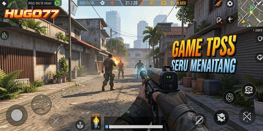 Gameplay seru HUGO77 dengan aksi tembak-menembak yang intens.