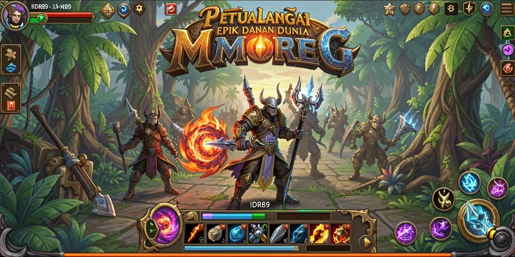 Tangkapan layar menampilkan aksi seru dalam pertempuran MMORPG.