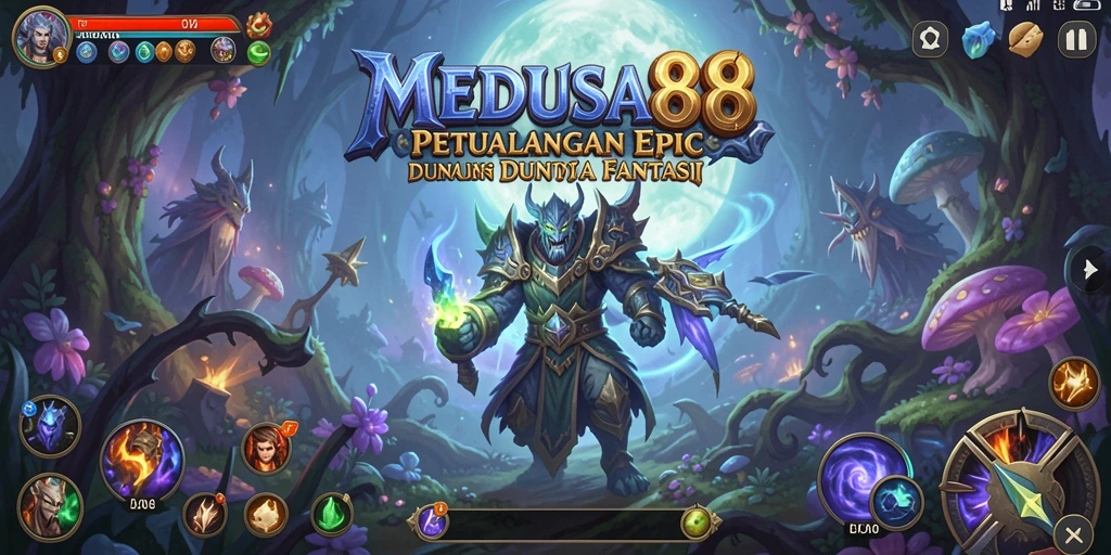 Tampilan gameplay seru dari MEDUSA88 dengan pertarungan epik.