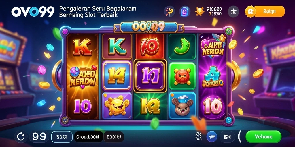 Screenshot gameplay OVO99 menunjukkan mesin slot yang menarik dan penuh fitur.