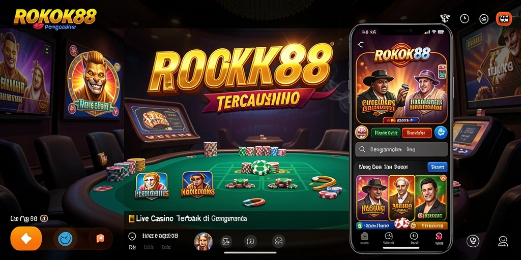 Gameplay ROKOK88 dengan dealer langsung di meja kasino.