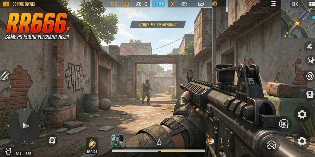 Screenshot gameplay RR666 dengan aksi tembak-menembak yang seru dan intens.
