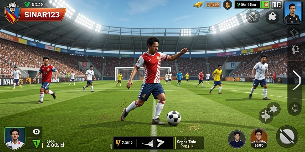 Screenshot gameplay SINAR123 menampilkan aksi seru dalam pertandingan sepak bola.