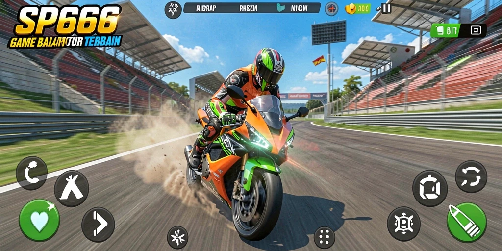 Tampilan gameplay seru dari SP666 yang penuh adrenalin balap motor.