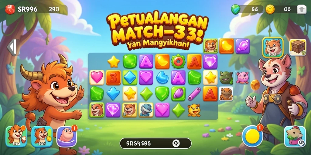 Tampilan gameplay SR996 yang seru dalam aksi Match-3.