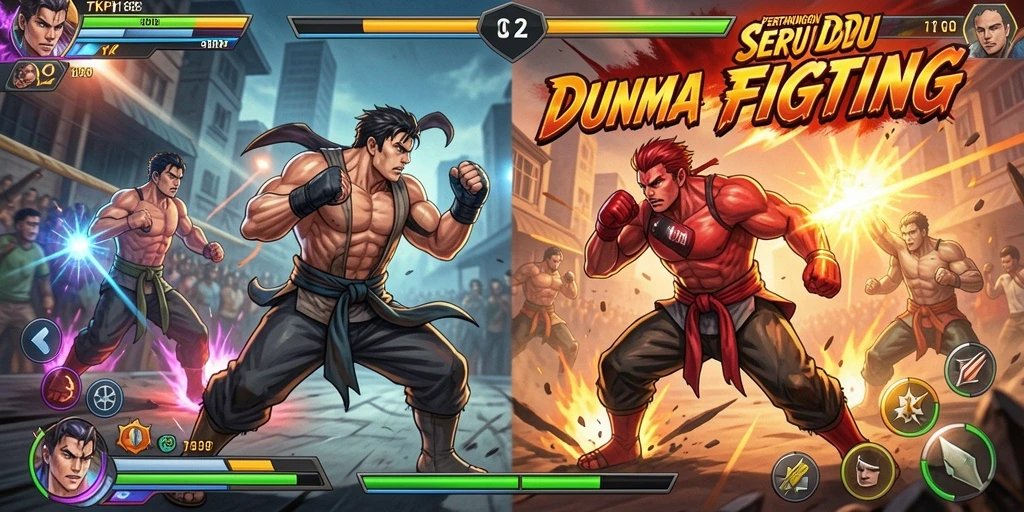 Screenshot gameplay TKP188 menampilkan duel seru dalam arena Fighting.