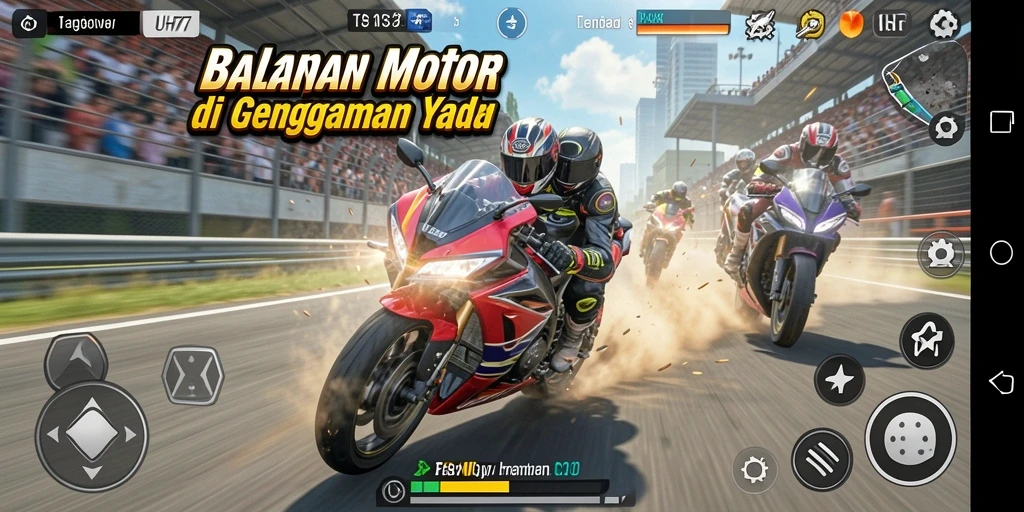 Gameplay mendebarkan dari UH77 dengan aksi balapan motor yang seru.