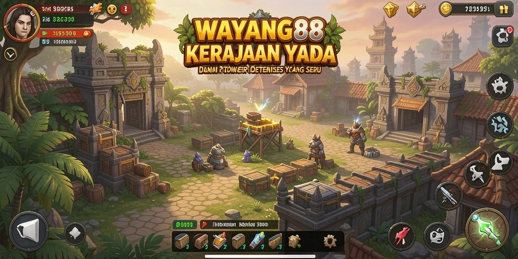 Tampilan grafis mengesankan dengan menara dan musuh dalam aksi Tower Defense.